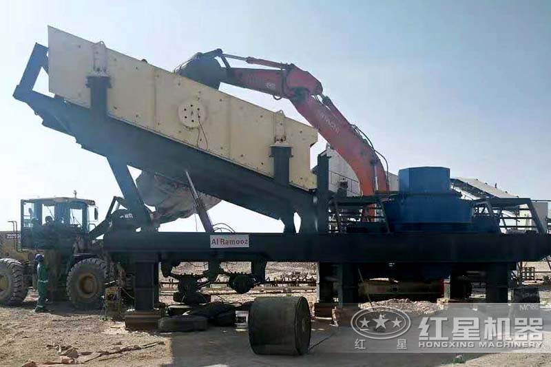山東煙臺(tái)客戶一小時(shí)100噸一體式破碎、制沙設(shè)備
